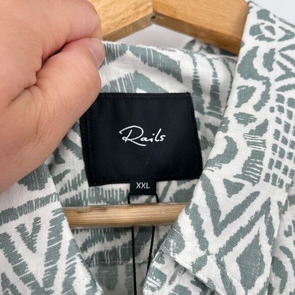 Rails Carson Block-Print Short-Sleeve Shirt Bambu Block Kalamata Mens XXL NWT - Picture 8 of 8